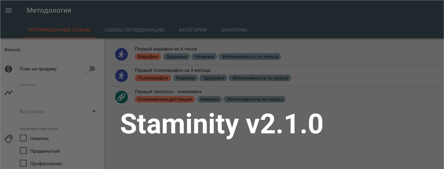 Обновление Staminity 2.1.0. Что нового